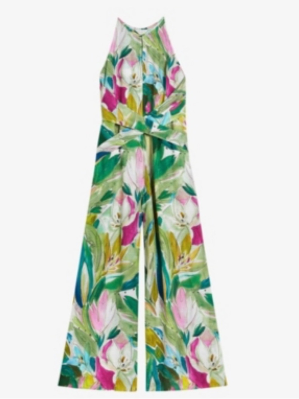 Gorgeous Ted Baker Green & Pink Floral Keyhole Jumpsuit - Picture 5 of 7